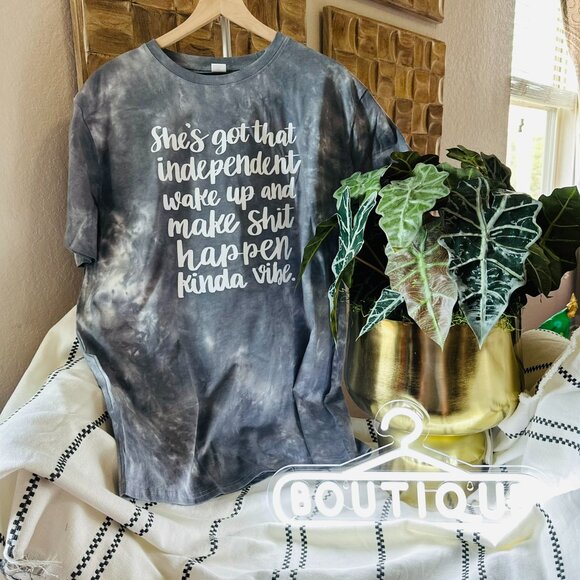 Female Pride Make Shit Happen Kinda Vibe Plus Size Gray S/S Tee T-Shirt XXL - Picture 1 of 2